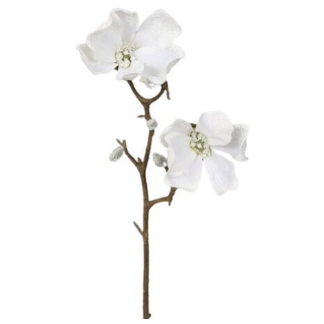 Umělá zasněžená Magnolie bílá, 49 cm