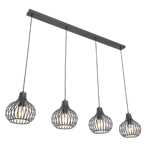 Chytré závěsné svítidlo černé 4-světelné vč. 4 Wifi G95 - Saffira QAZQA