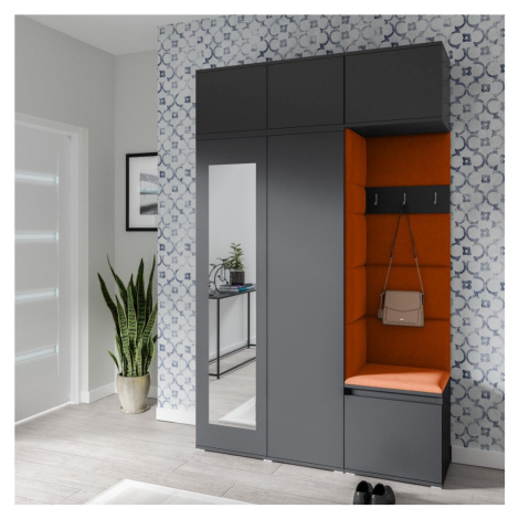 Eka Předsíňová stěna s čalouněnými panely Trinity 18 - Grafit / Okrová 2325