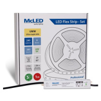 McLED  LED pásek - sada 1 m, 240 LED/m, UWW, 6 W/m, DC 24V, 380 lm/m, CRI90, IP67, 10 mm, vodič 