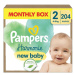 PAMPERS Plenky jednorázové Harmonie Baby vel. S 2, 204 ks, 4kg-8kg