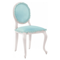 Rustikální čalouněná židle ballerina - bílá/modrá