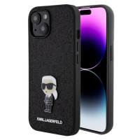 Karl Lagerfeld Fixed Glitter Metal Ikonik Kryt iPhone 15 černý