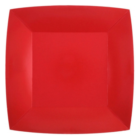 Santex Papierové taniere štvorcové - jednofarebné 18 x 18 cm Barva: Červená