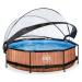 Bazén s krytem a filtrací Wood pool Exit Toys kruhový ocelová konstrukce 300*76 cm hnědý od 6 le