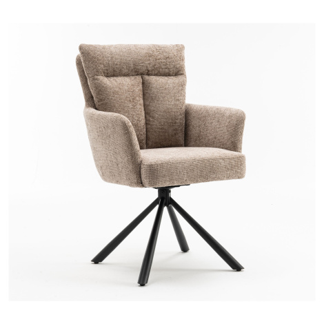 Estila Designová retro otočná židle Dover s prošívaným čalouněním v béžově šedé barvě 92 cm