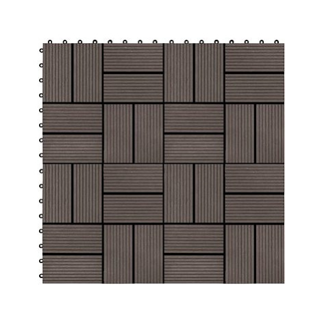 SHUMEE Terasové dlaždice z dřevoplastu 30 × 30 cm, 11 ks, 1 m2, tmavě hnědé