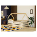 Benlemi Dětská dřevěná postel domeček SAFE 3v1 se zábranou a přistýlkou Zvolte barvu: Bílá, Zvol