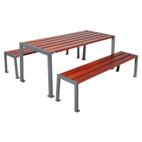 PROCITY Sestava stolu a laviček Silaos®, délka 1800 mm, šedá / mahagon