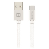 Swissten 71521103 USB 2.0 typ A na C, USB 2.0, zástrčka A - zástrčka C, opletený, 0,2m, stříbrný