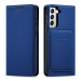 Magnet Card Case elegantní knížkové pouzdro s venkovní kapsou na Samsung Galaxy S22 PLUS 5G Blue