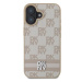 DKNY PU Leather Checkered Pattern and Stripe Zadní Kryt pro iPhone 16 Pink