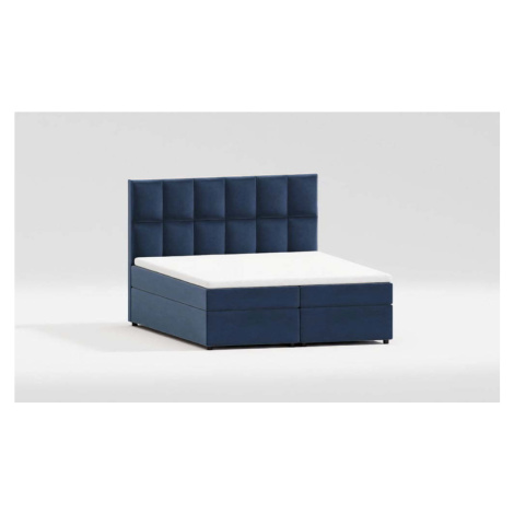 Tmavě modrá čalouněná dvoulůžková postel s úložným prostorem 140x200 cm Flip – Ropez