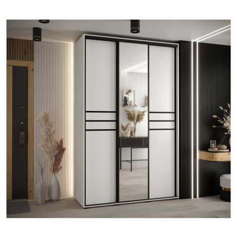Šatní skříň YVONA 11 - 160/60 cm, bílá / černá
