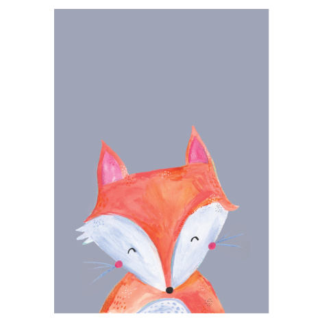 Ilustrace Woodland fox on grey, Laura Irwin, (30 x 40 cm)