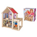 Dřevěný domeček pro panenky Doll's House Eichhorn komplet vybavený nábytkem a 2 figurkami výška 