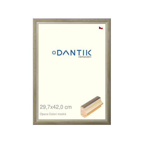 DANTIK rámeček 29,7 × 42, OPERA Colori modrý plexi čiré