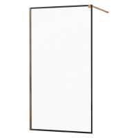 MEXEN/S KIOTO Sprchová zástěna WALK-IN 50x200 cm 8 mm, růžové zlato, černý profil 800-050-101-60