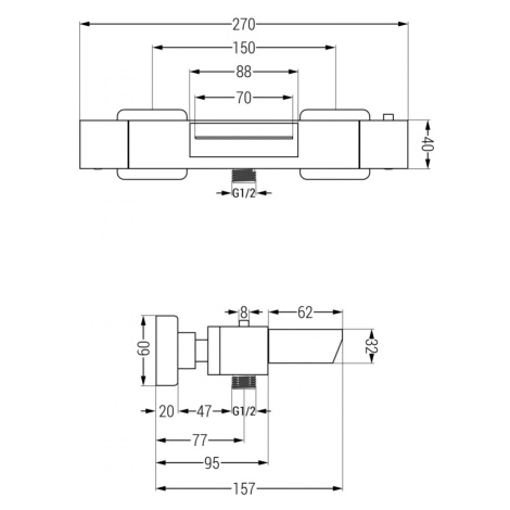 MEXEN Termostatická vanová baterie Cube, bílá 77360-20