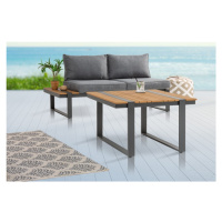 Estila Industriální designový zahradní stolek Acostado čtvercového tvaru ze dřeva hnědé barvy s 