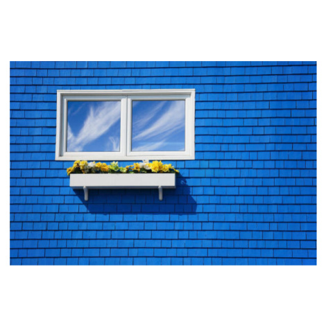 Umělecká fotografie A window on a blue wall., Kursat Barin, (40 x 26.7 cm)