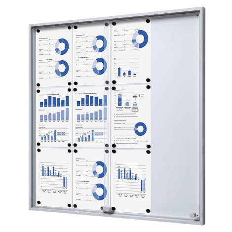 eurokraft pro Informační skříňka s posuvnými dveřmi, vnější š x v x h 906 x 947 x 50 mm, kovová 