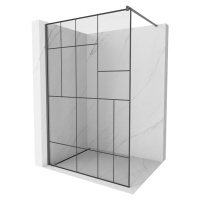 MEXEN/S Kioto Sprchová zástěna WALK-IN 80 x 200 cm, černý vzor 8 mm, grafit metal 800-080-101-95