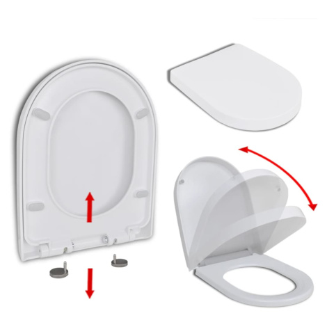 vidaXL Toaletní sedátko pomalé sklápění rychloupínací bílé čtvercové