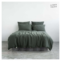 Tmavě zelené lněné povlečení na jednolůžko 135x200 cm – Linen Tales
