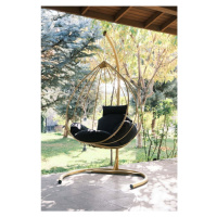 Závěsné zahradní křeslo v černo-zlaté barvě Damla – Floriane Garden