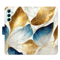 iSaprio flip pouzdro GoldBlue Leaves pro Samsung Galaxy A34 5G