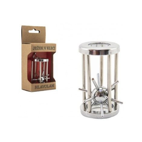 Hlavolam ježek v kleci kovový chromovaný v krabičce Teddies