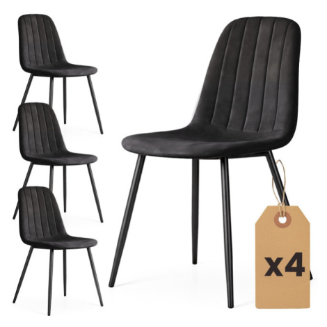 Sada čtyř jídelních židlí LUMO sametové, černé / černé nohy (4 ks)