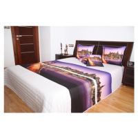 Přehoz na postel bílé barvy s motivem města San Francisco Šířka: 220 cm | Délka: 240 cm