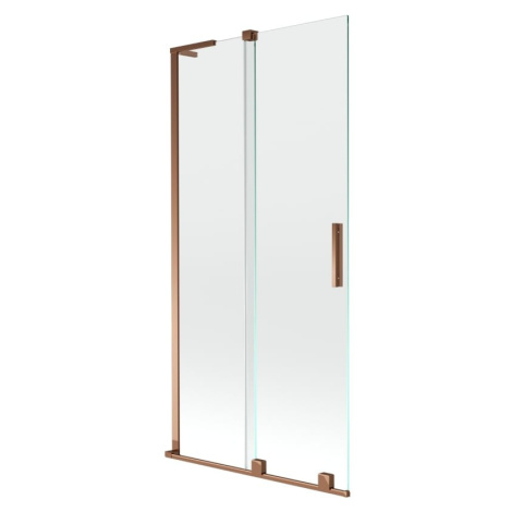 MEXEN/S Velar L dvoukřídlá posuvná vanová zástěna 90 x 150 cm, transparent, růžové zlato 896-090