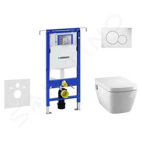 GEBERIT Duofix Modul pro závěsné WC s tlačítkem Sigma01, alpská bílá + Tece One sprchovací toale