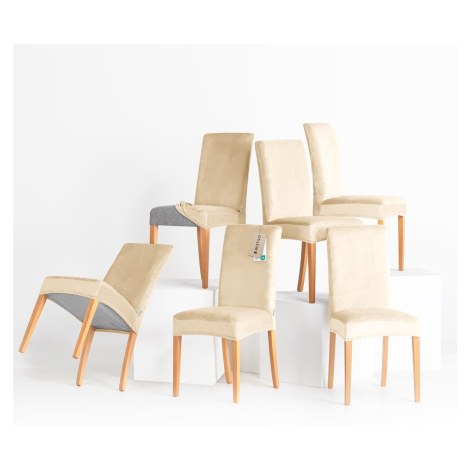 Restilo Napínací potah na židli s opěradlem SENTO 6 ks světle béžový
