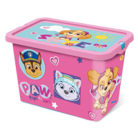 STOR Plastový úložný box s víkem Paw Patrol 7l růžový