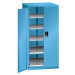 LISTA Zásuvková skříň s otočnými dveřmi, výška 1450 mm, 5 polic, nosnost 200 kg, světle modrá