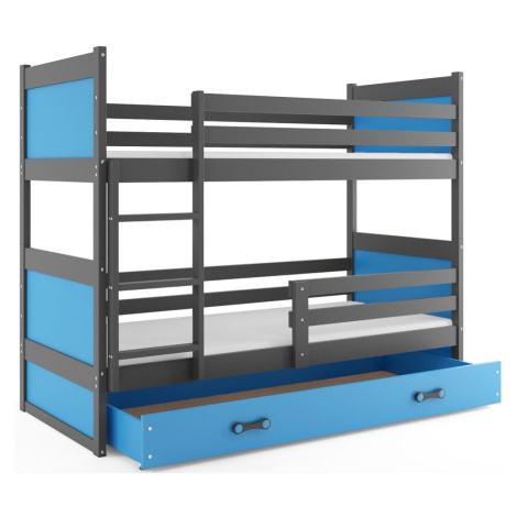 BMS Dětská patrová postel RICO | šedá 90 x 200 cm Barva: Modrá