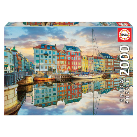 Puzzle Sunset At Copenhagen Harbour Educa 2000 dílků a Fix lepidlo