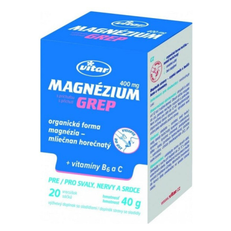 Vitar Magnézium grep 400mg + vitamín B6 + vitamín C 20 sáčků Vitar Veteriane
