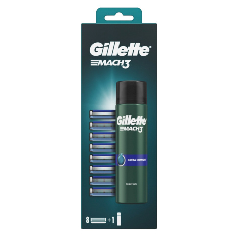 Gillette Mach3 Náhradní hlavice 8 ks + Comfort gel 200 ml