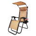 Lehátko / Zahradní židle s vysokým opěradlem / DMS Germany / GLS-120 / s držákem nápojů a stříšk