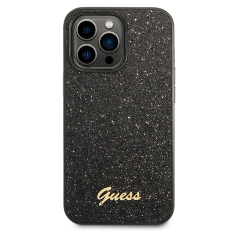 Guess PC/TPU Glitter Flakes Metal Logo kryt iPhone 14 Pro Max černý