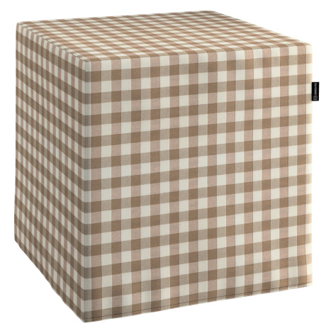 Dekoria Sedák Cube - kostka pevná 40x40x40, béžová - bílá střední kostka, 40 x 40 x 40 cm, Quadr