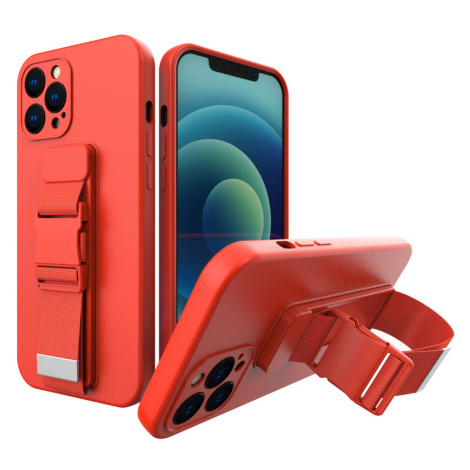 Silikonové pouzdro Sporty s popruhem na iPhone 12 Pro MAX 6.7" red