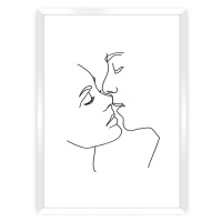 Dekoria Plakát  Kiss Line, 70 x 100 cm, Výběr rámečku: Bílý