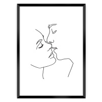 Dekoria Plakát  Kiss Line, 30 x 40 cm, Výběr rámečku: Černý