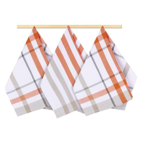 Bellatex Sada 3 kusů - 50 × 70 cm - káro oranžové